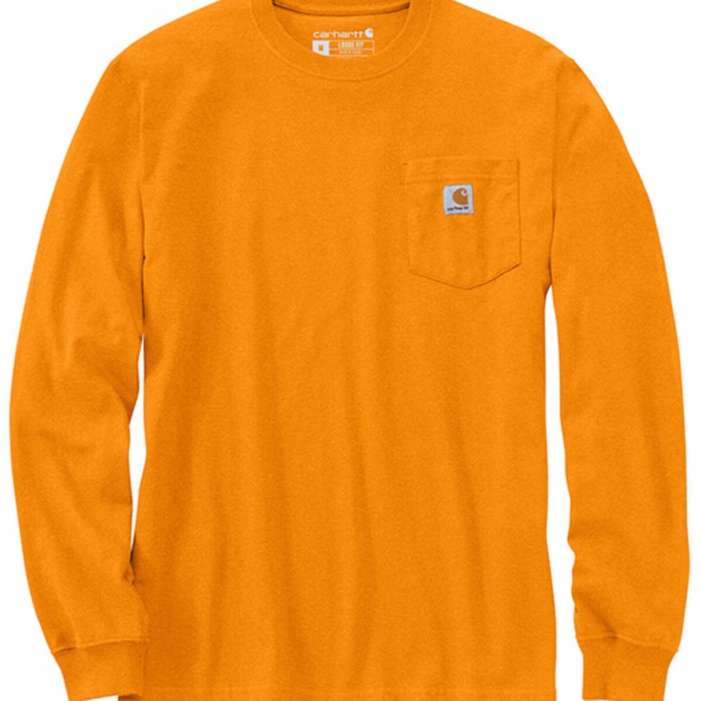 CARHARTT MEN'S ORANGE LOOSE FIT HEAVYWEIGHT LONG SLEEVE POCKET T-SHIRT 4XL